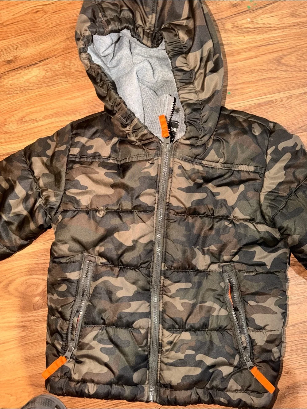 Rothschild Kids Camo Puffer Jacket with Hood - Green & Brown